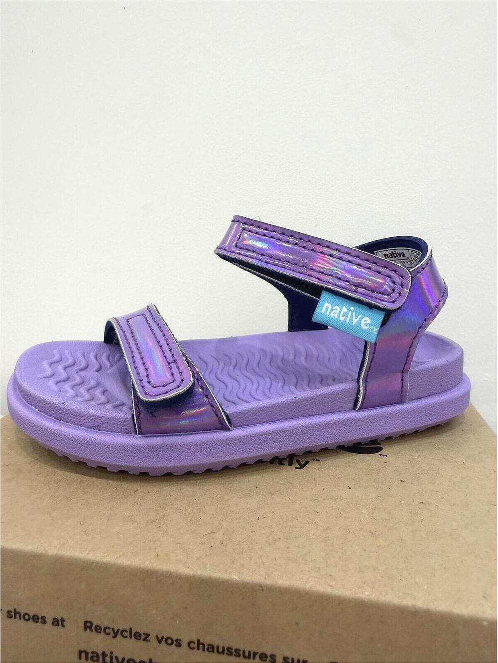 Native Lilac Purple Adjustable Strap Sandals C6 Charley Sugarlite Holographic